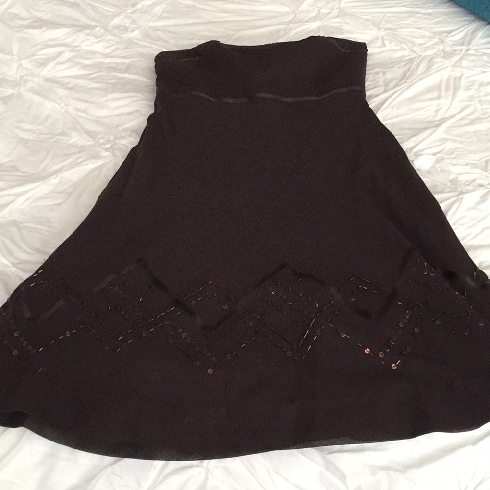 Loft brown strapless dress Petite